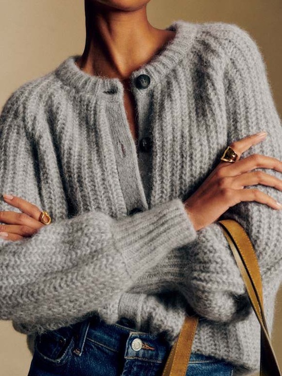 Sezane Sweaters - ✨ SÉZANE Emile Cardigan in Mottled Grey - EUC Size M ✨